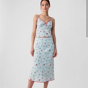 Floral Blue Midi Skirt